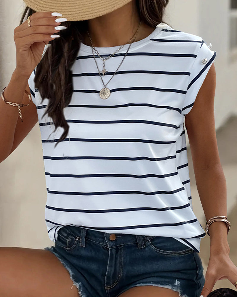 Amelia - Sleeveless and Striped Pattern T-Shirt – Ivy Melbourne